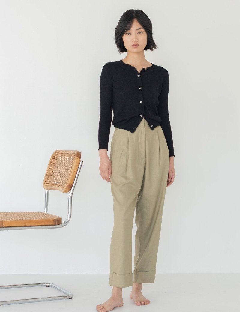 Cropped Cardigan in Boucle in Black - Esse - S - 