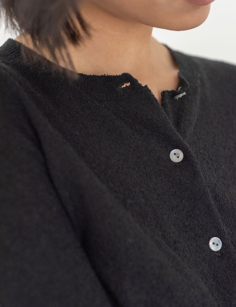 Cropped Cardigan in Boucle in Black - Esse - S - 