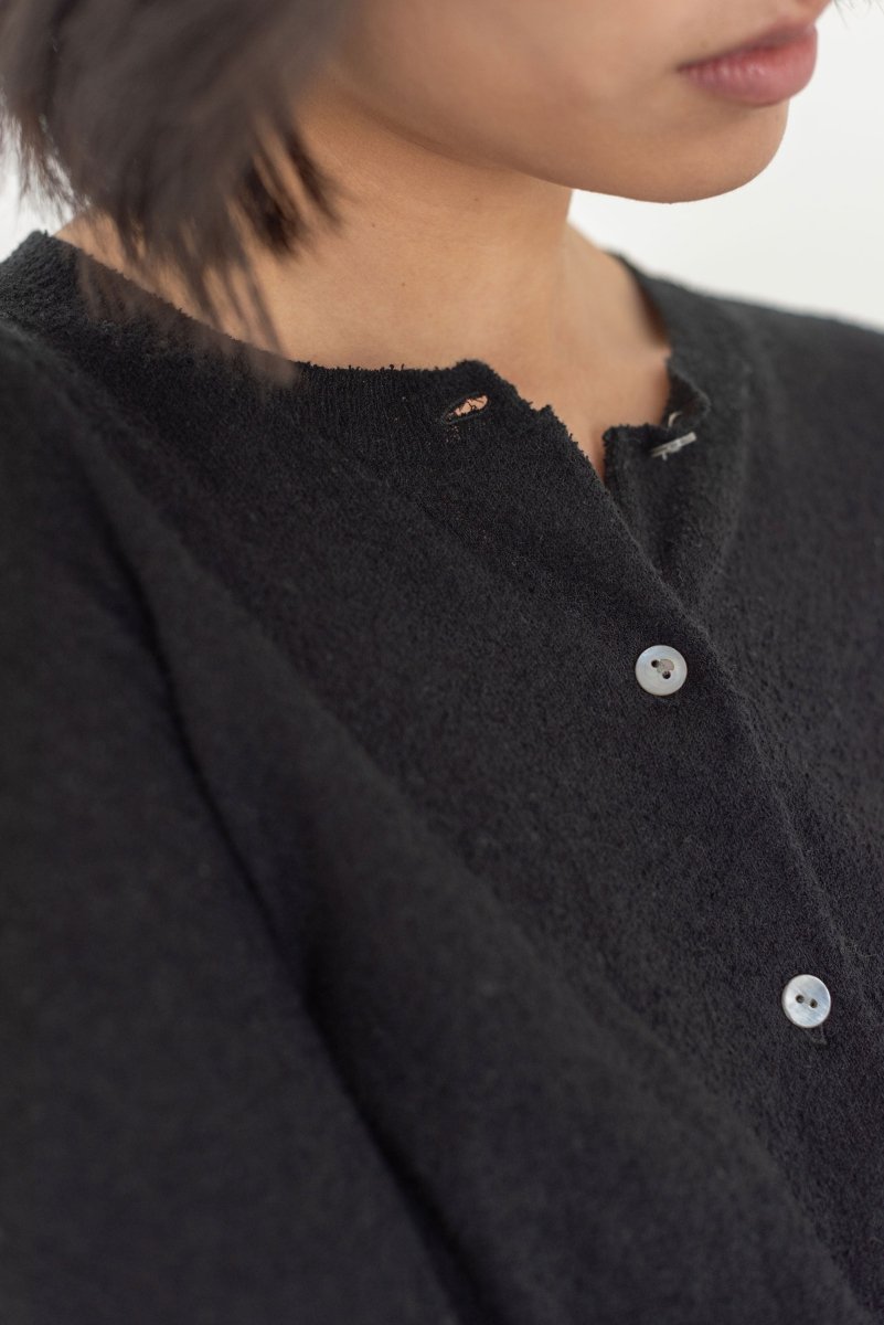 Cropped Cardigan in Boucle in Black - Esse - S - 