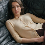 Cropped Cardigan in Boucle in Cream (Sample) - Esse - S - 