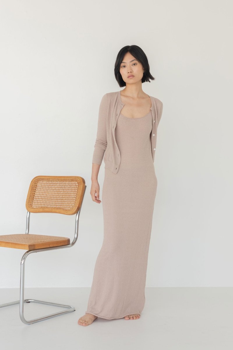Cropped Cardigan in Boucle in Warm Sand - Esse - S - 