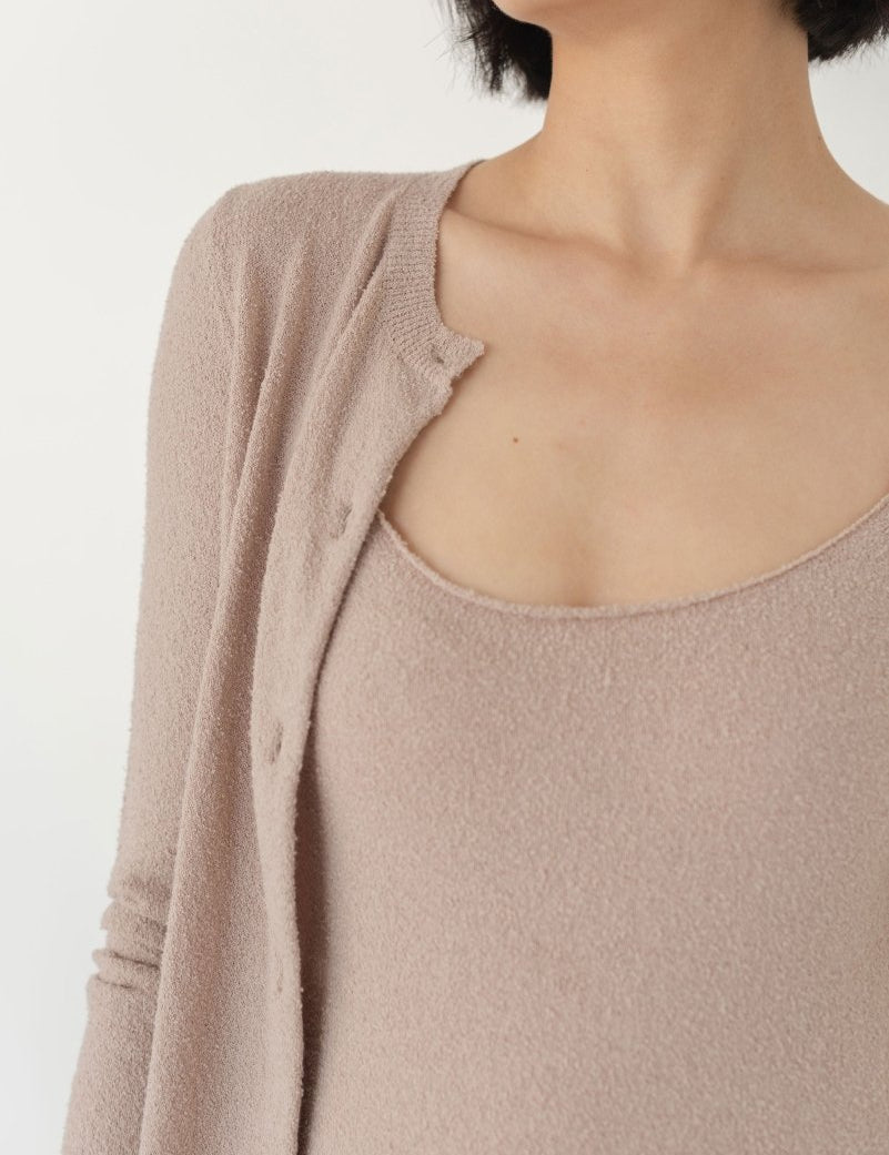 Cropped Cardigan in Boucle in Warm Sand - Esse - S - 