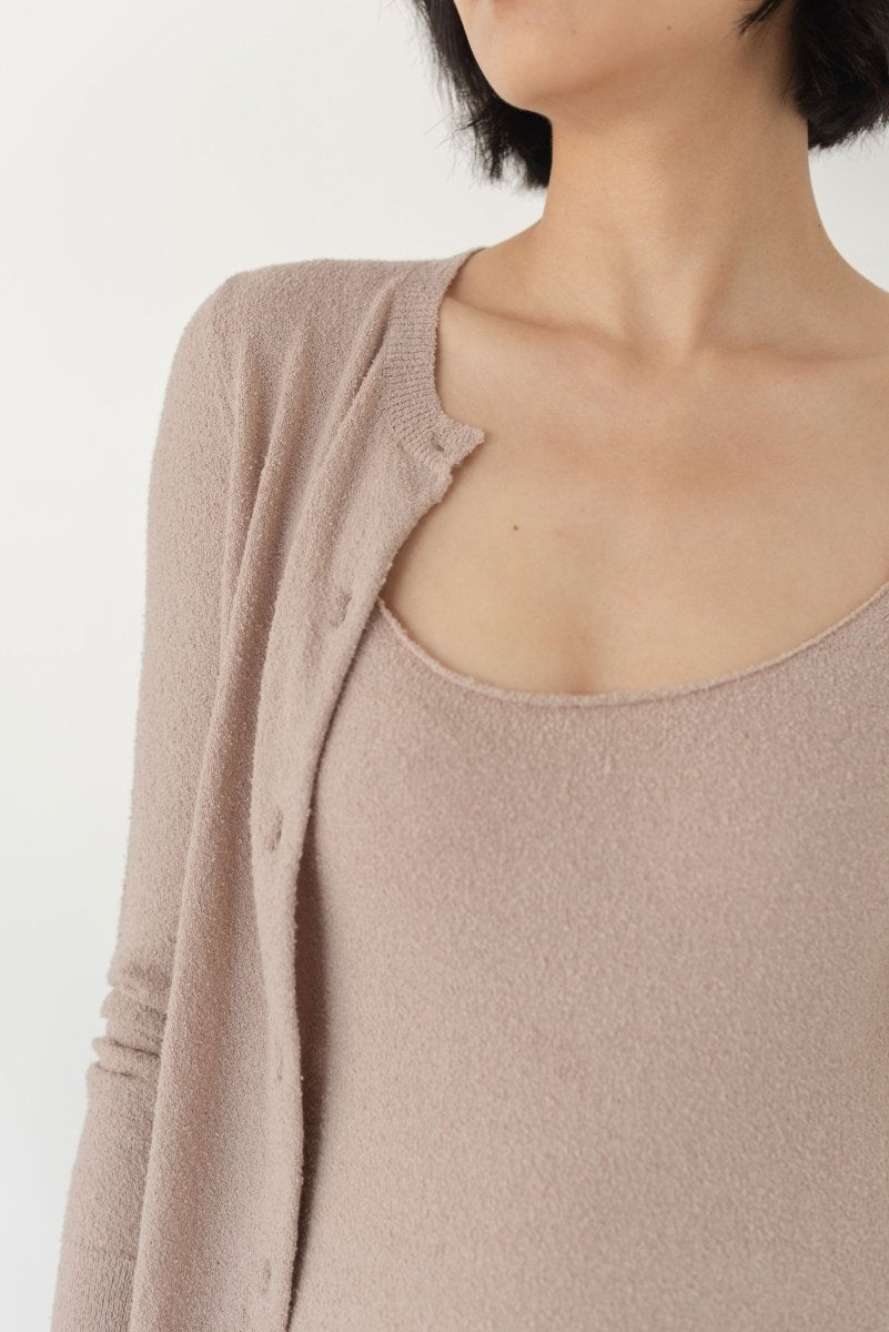 Cropped Cardigan in Boucle in Warm Sand - Esse - S - 