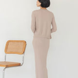 Cropped Cardigan in Boucle in Warm Sand - Esse - S - 