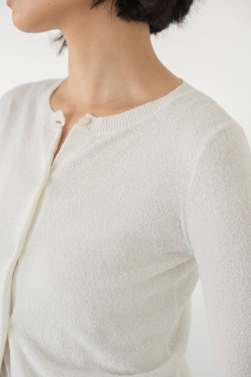 Cropped Cardigan in Boucle in White - Esse - S - 