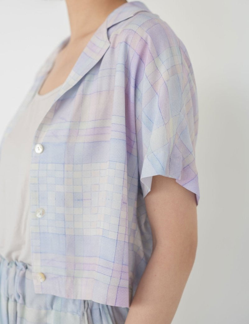 Cropped Shirt - Watercolour Plaid - Esse - Forar - XS - 