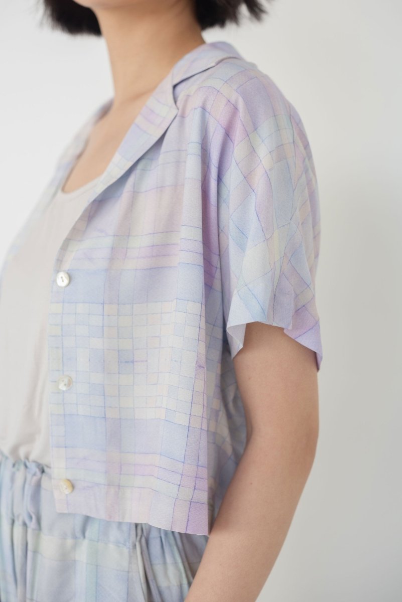 Cropped Shirt - Watercolour Plaid - Esse - Forar - XS - 