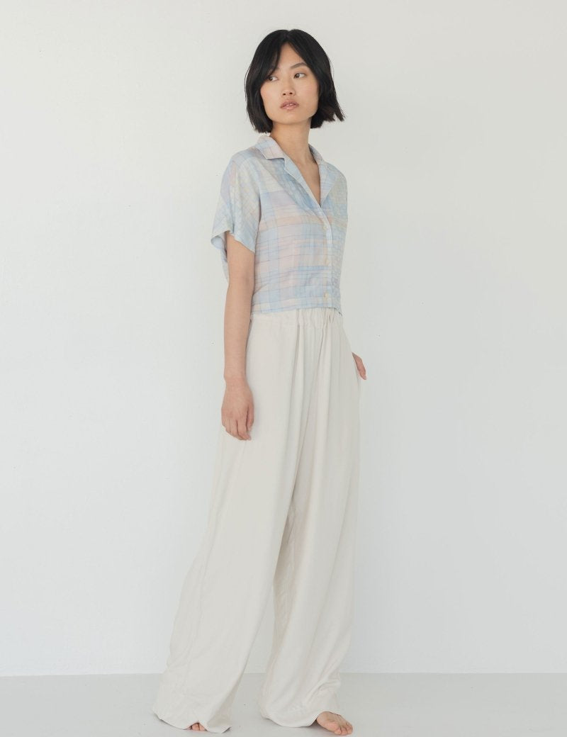 Cropped Shirt - Watercolour Plaid - Esse - Sommer - XS - 
