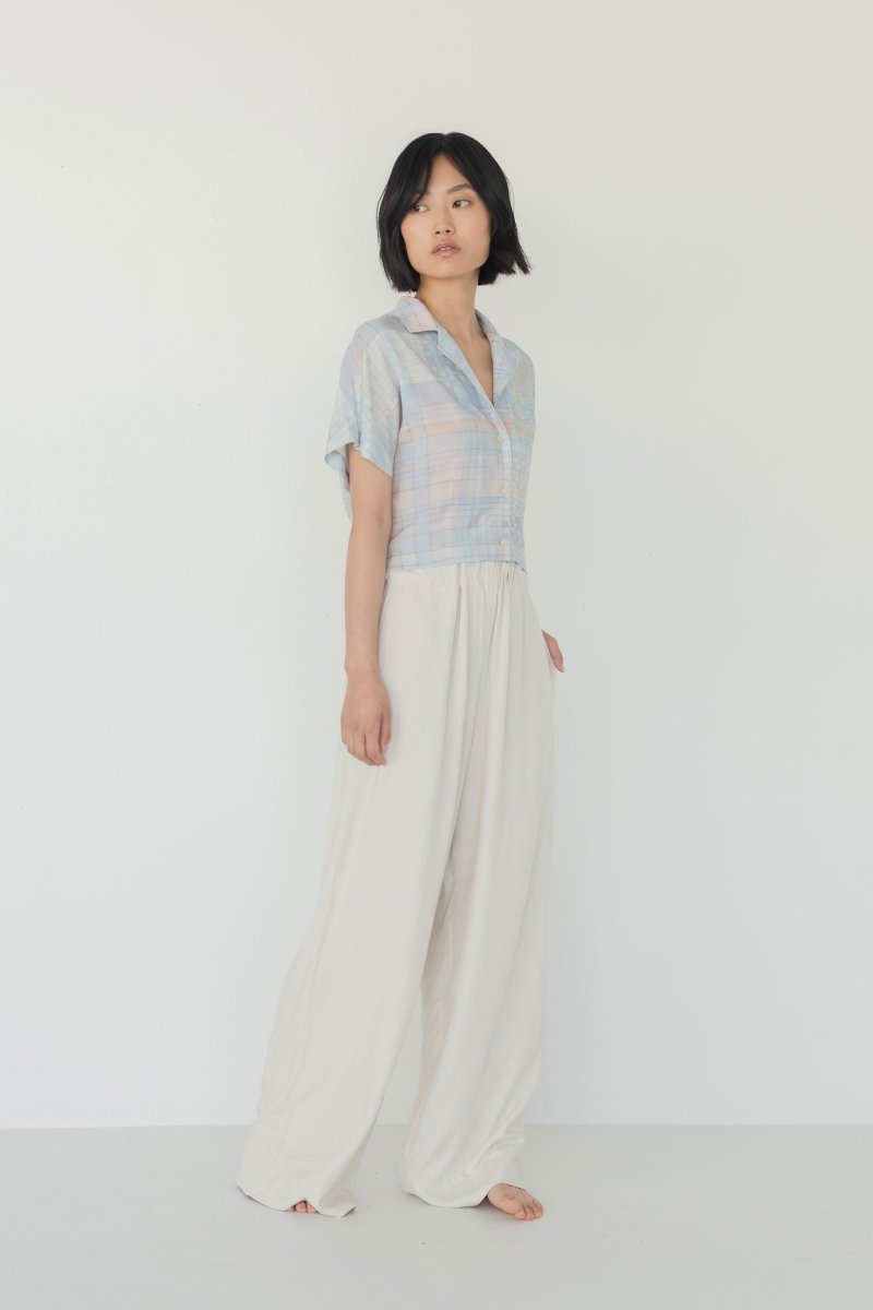 Cropped Shirt - Watercolour Plaid - Esse - Sommer - XS - 