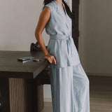 Elongate Elastic Pants in Aqua - Esse-XXS-Regular-