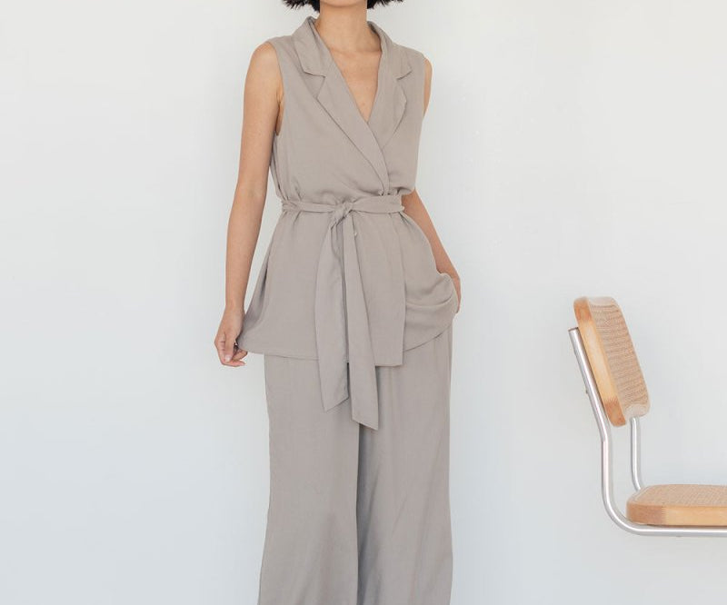 Elongate Elastic Pants in Taupe - Esse - XS - Regular - 