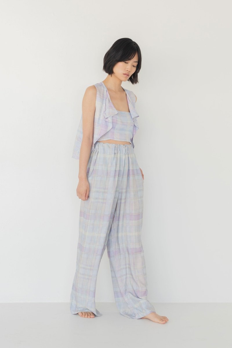 Elongate Elastic Pants - Watercolour Plaid - Esse - Sommer - XXS - Petite (2 inches shorter)
