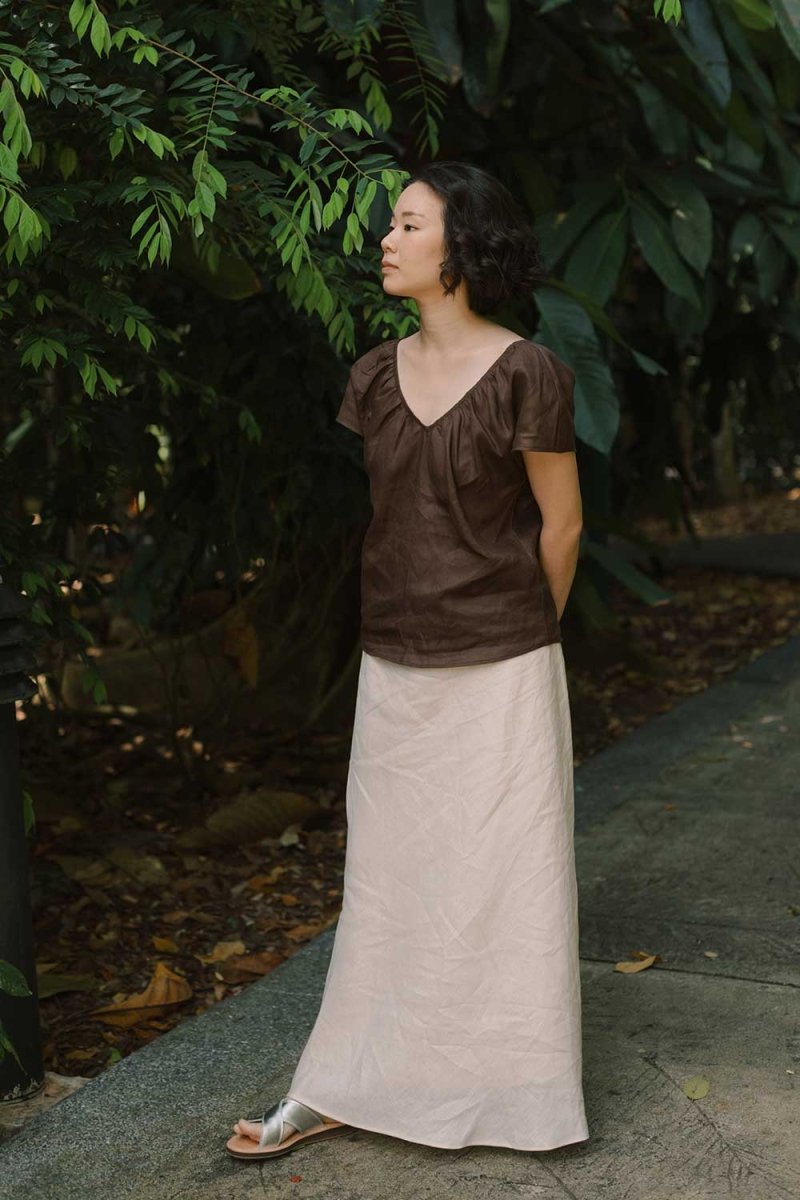 Flourish Blouse in Mocha - Esse - XS - 