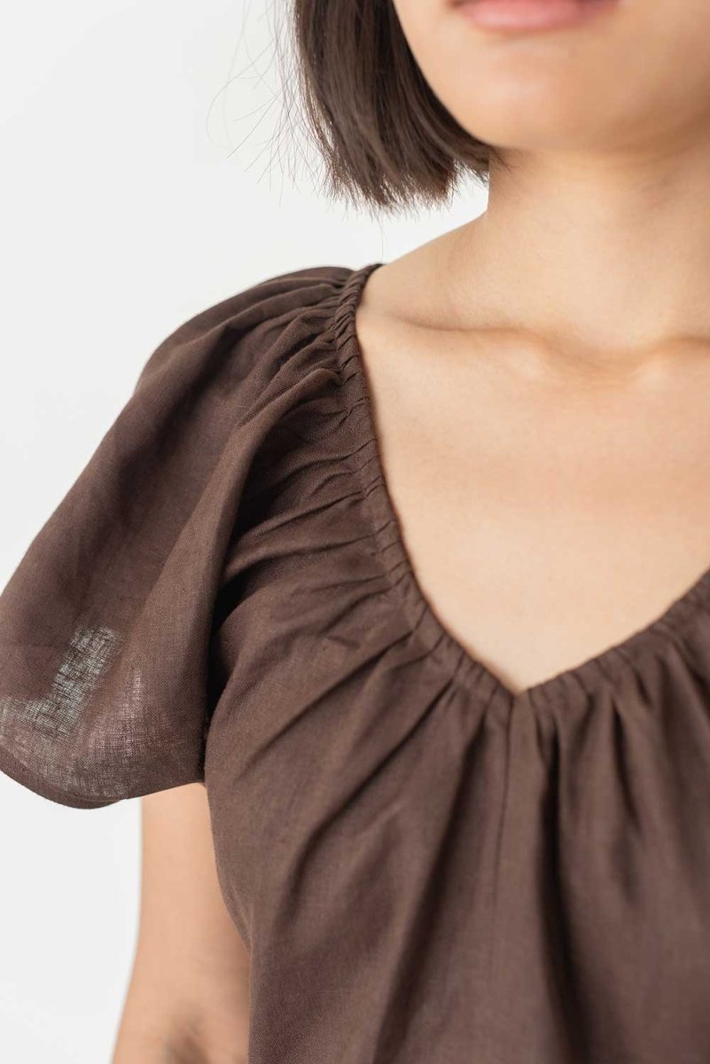 Flourish Blouse in Mocha - Esse - XS - 