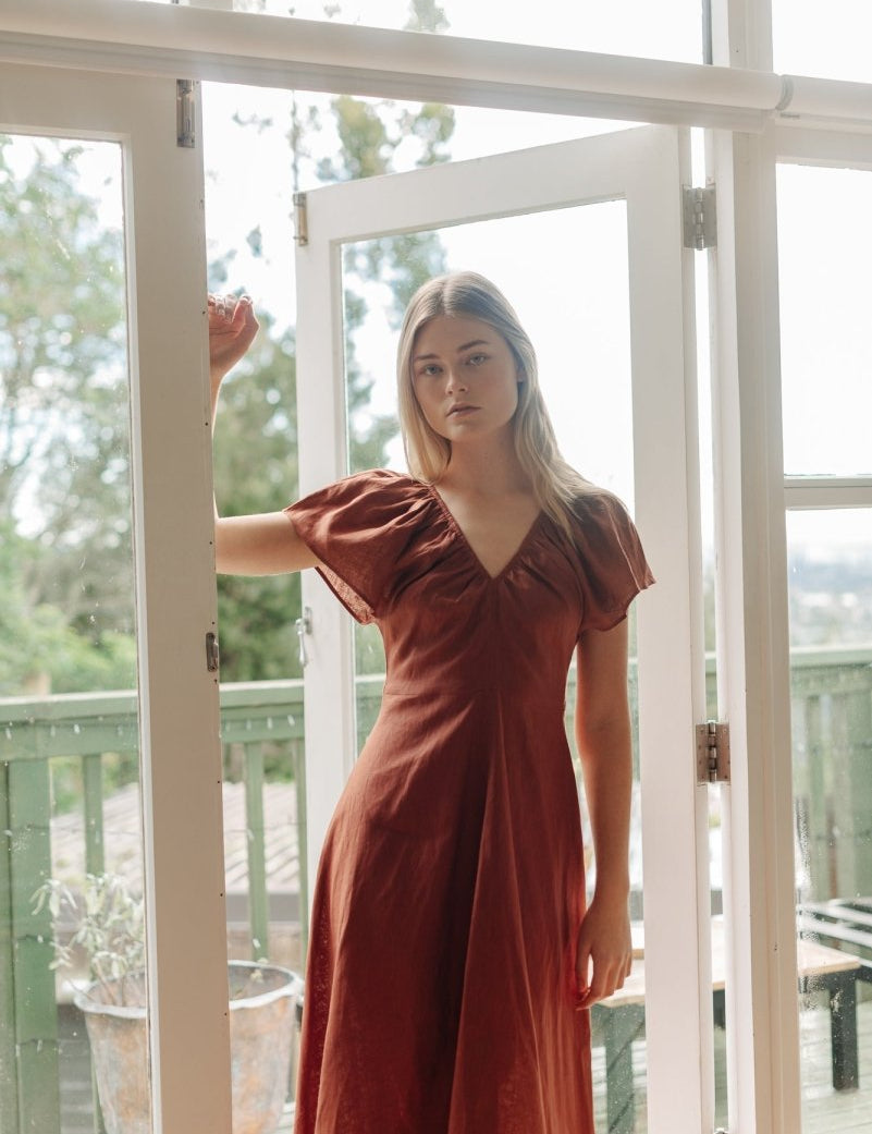 Flourish Dress - Esse - Terracotta - XXS - 