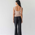 High-waist Linen Pants with Origami Belt - Esse-Black-XXS-None/ Option 1