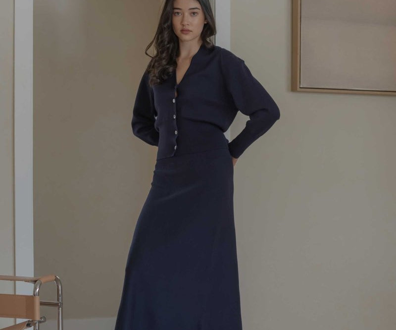Knit A-line Skirt - Esse-Warm Sand-XS-