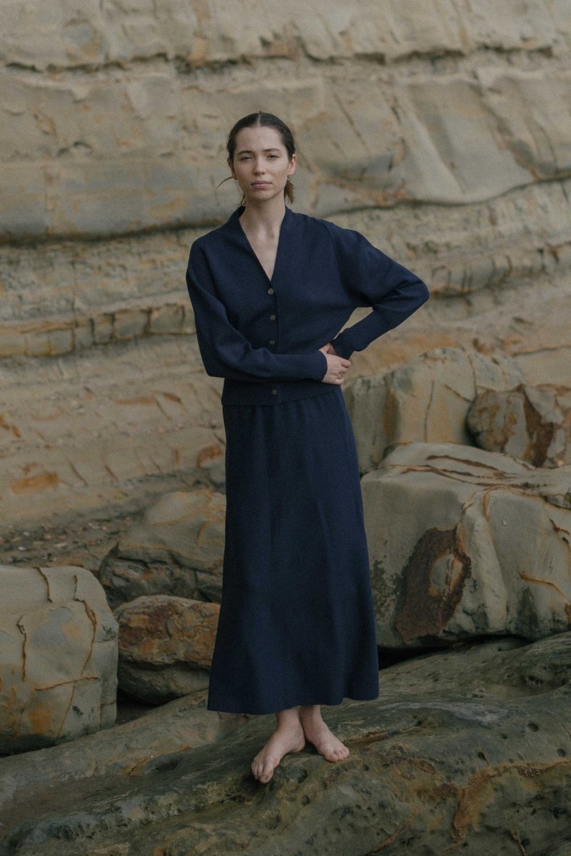 Knit A-line Skirt - Esse-Warm Sand-XS-