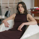 Knit Bateau Neckline Dress - Esse - Mocha (Pre - order) - XS - 
