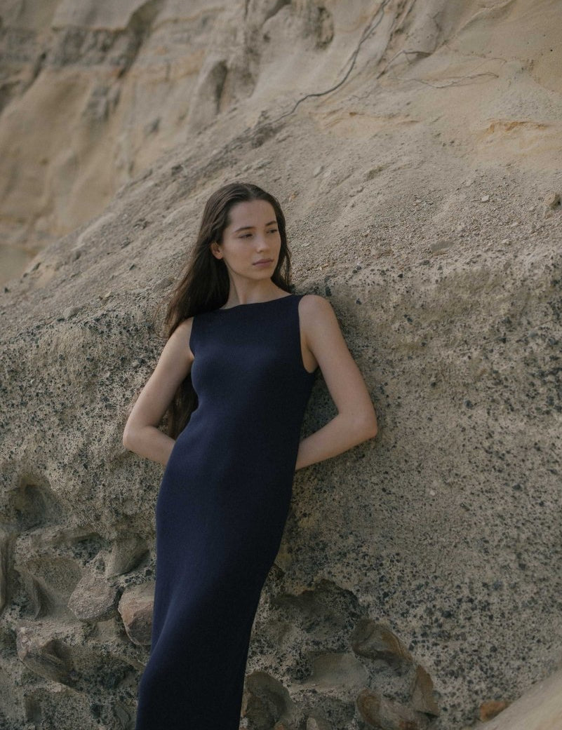 Knit Bateau Neckline Dress - Esse-Warm Sand-XS-