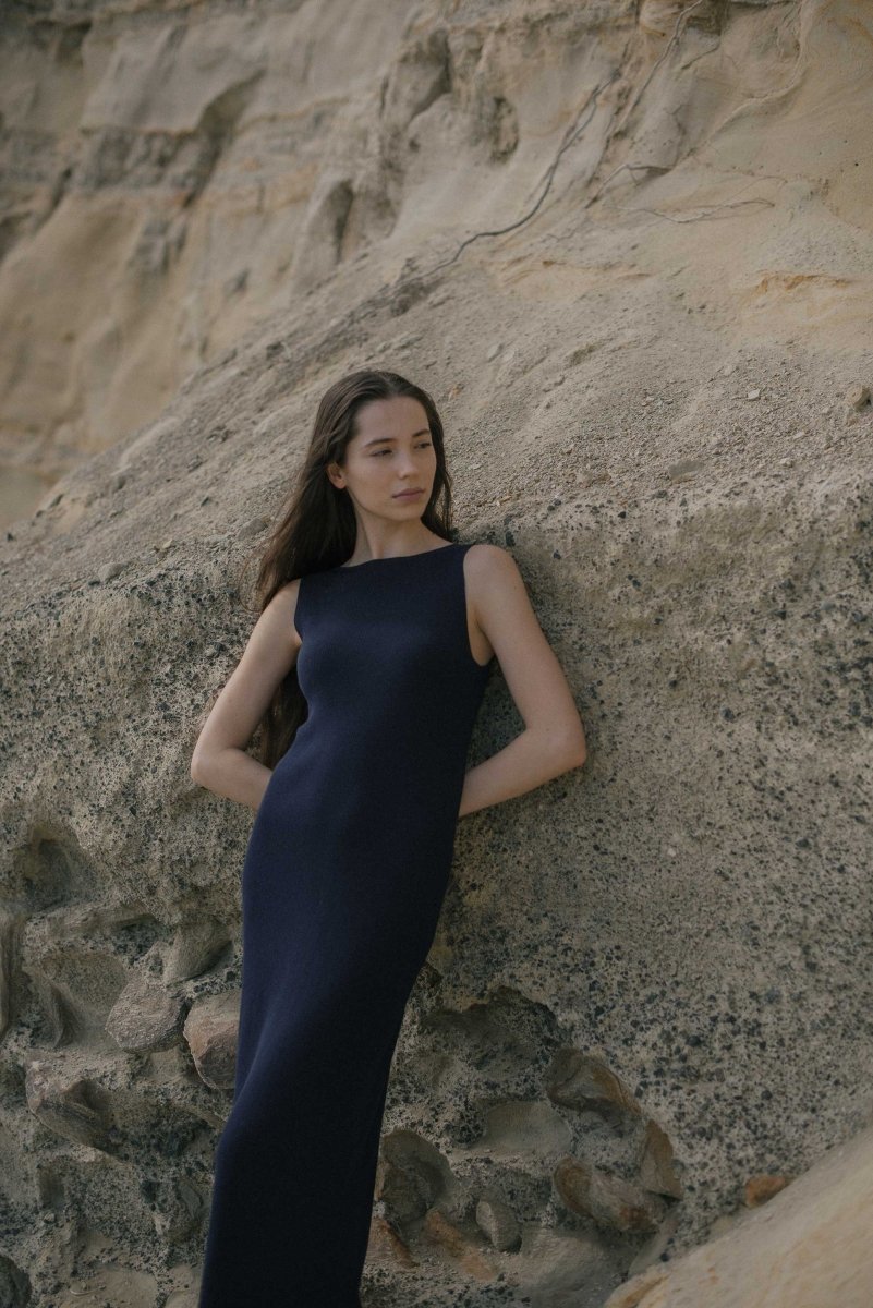 Knit Bateau Neckline Dress - Esse-Warm Sand-XS-