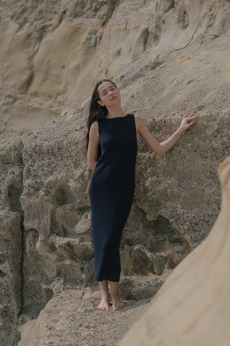 Knit Bateau Neckline Dress - Esse-Warm Sand-XS-