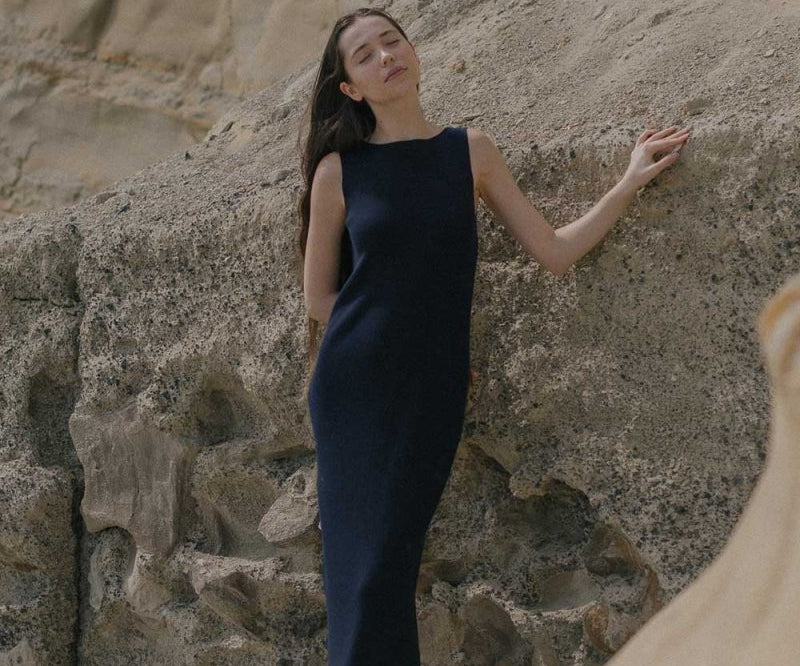 Knit Bateau Neckline Dress - Esse-Warm Sand-XS-