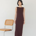 Knit Bateau Neckline Dress - Esse - Warm Sand - XS - 