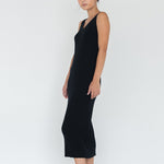 Knit Bateau Neckline Dress in Black - Esse - XS - 