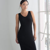 Knit Bateau Neckline Dress in Black - Esse - XS - 