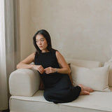 Knit Bateau Neckline Dress in Black - Esse - XS - 