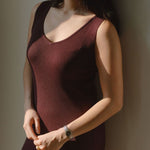Knit Bateau Neckline Dress in Cherry - Esse - XS - 