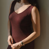 Knit Bateau Neckline Dress in Cherry - Esse - XS - 