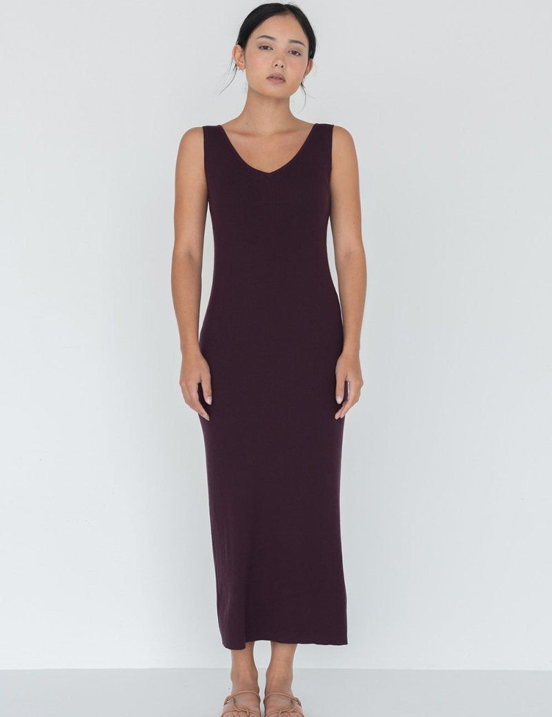 Knit Bateau Neckline Dress in Cherry - Esse - XS - 