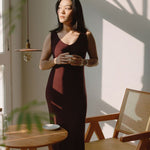 Knit Bateau Neckline Dress in Cherry - Esse - XS - 