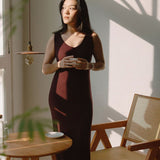 Knit Bateau Neckline Dress in Cherry - Esse - XS - 