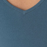 Knit Bateau Neckline Dress in Denim Blue - Esse-XS - 
