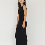 Knit Maxi Dress with Asymmetrical Keyhole - Esse - Black - S - 