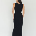 Knit Maxi Dress with Asymmetrical Keyhole - Esse - Black - S - 