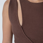 Knit Maxi Dress with Asymmetrical Keyhole - Esse - Mocha - S - 