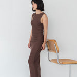 Knit Maxi Dress with Asymmetrical Keyhole - Esse - Mocha - S - 