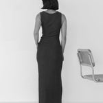 Knit Maxi Dress with Asymmetrical Keyhole - Esse - Mocha - S - 