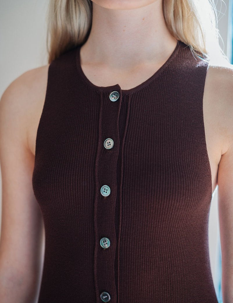 Knit Maxi Dress with Cape - Esse - Mocha - XS - 