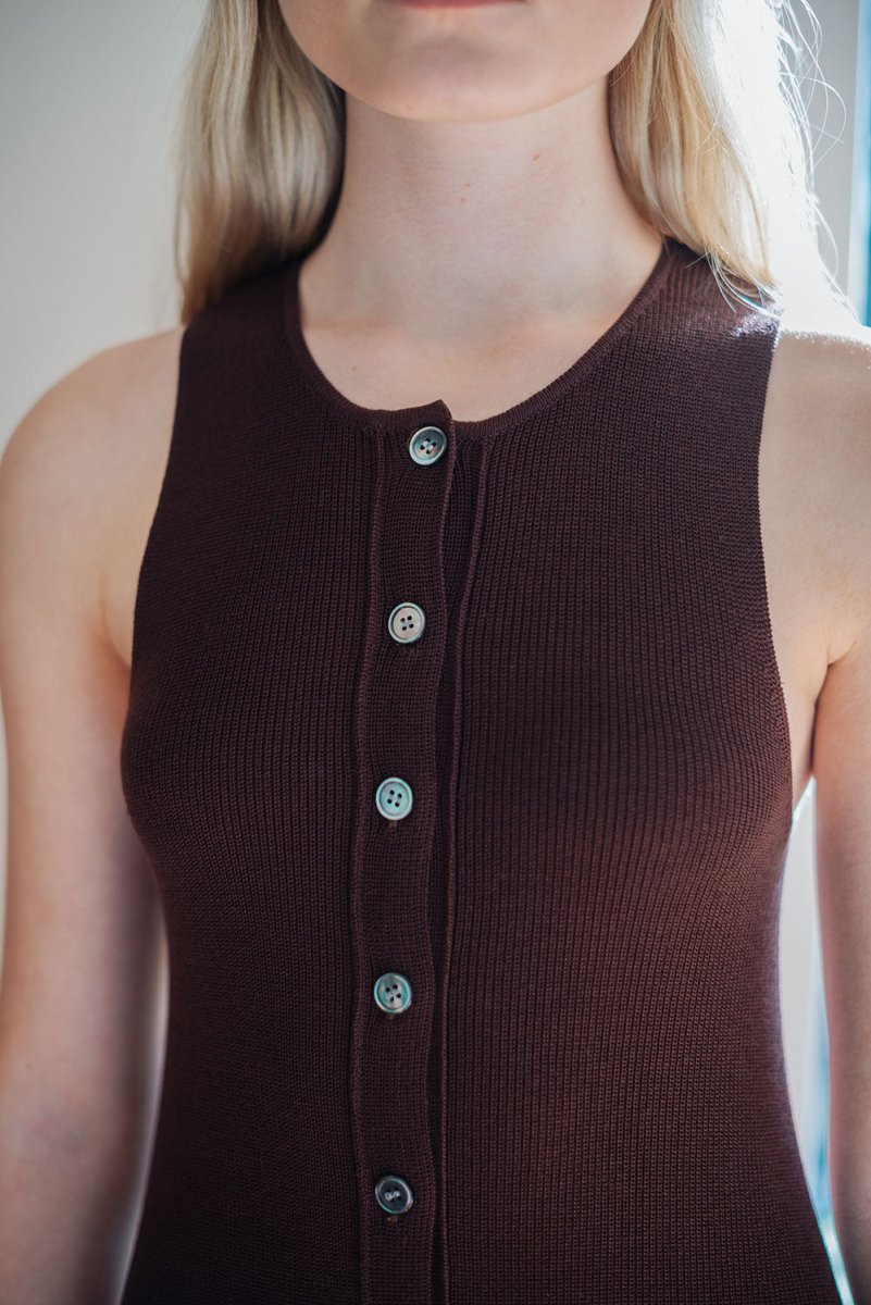 Knit Maxi Dress with Cape - Esse - Mocha - XS - 