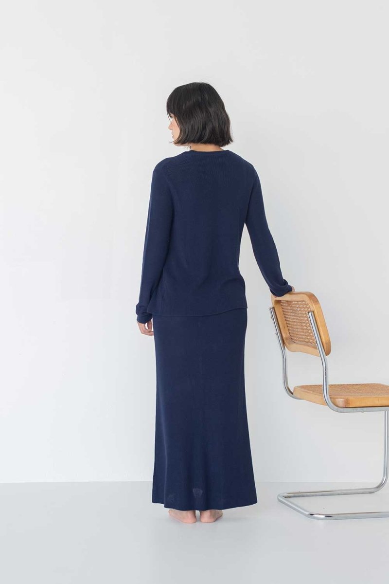 Knit Maxi Dress with Cape - Esse - Mocha - XS - 