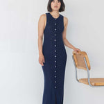 Knit Maxi Dress with Cape - Esse - Nautical Blue - XS - 