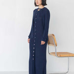 Knit Maxi Dress with Cape - Esse - Nautical Blue - XS - 
