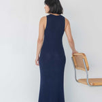 Knit Maxi Dress with Cape - Esse - Nautical Blue - XS - 