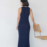 Knit Maxi Dress with Cape - Esse - Nautical Blue - XS - 