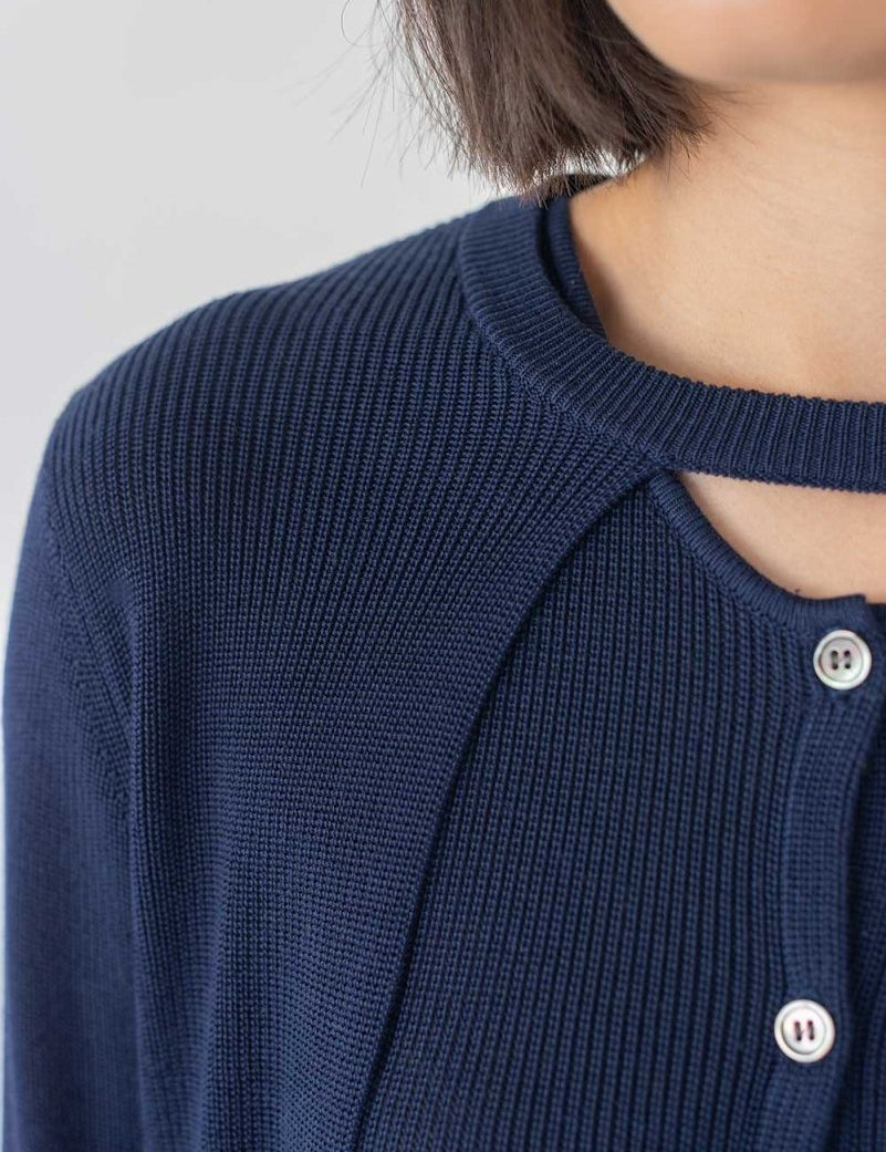 Knit Maxi Dress with Cape - Esse - Nautical Blue - XS - 